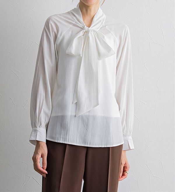 Pierrot（ピエロ）の「選べる柄２ｗａｙリボンブラウス（ブラウス）」｜詳細画像