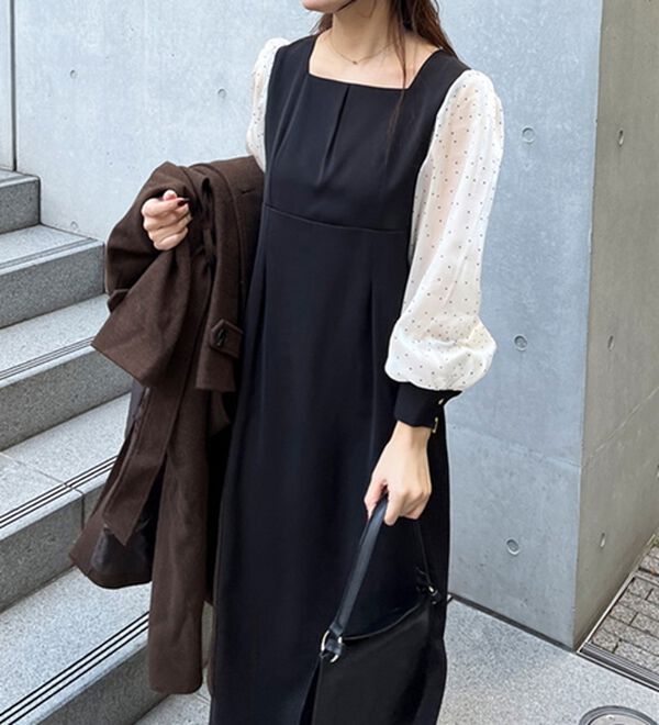 GeeRA（ジーラ）の「【オケージョン】バックリボンシアードット切替ワンピース（その他ワンピース）」｜詳細画像