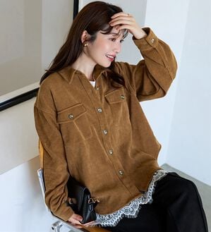 BELLUNA（ベルーナ）の「やわらかコーデュロイ素材シャツジャケット（その他ジャケット）」｜キャメル