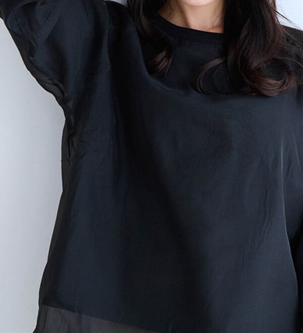 RANAN（ラナン）の「裏起毛シアー素材レイヤードスウェット（カットソー）」｜詳細画像