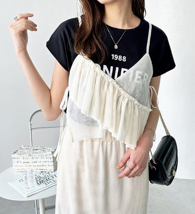 GeeRA（ジーラ）の「チュールアシメフリルビスチェ（チュニック）」