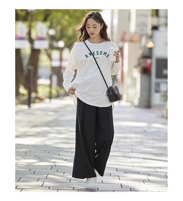 BELLUNA（ベルーナ）の「リネンライクタックワイドパンツ（ワイドパンツ・ガウチョ）」｜詳細画像