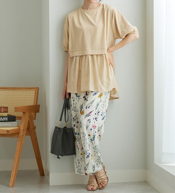 BELLUNA（ベルーナ）の「ギャザー使い異素材切替ふんわりチュニック（チュニック）」｜詳細画像