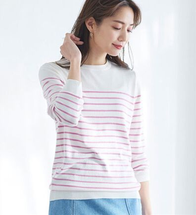 Pierrot（ピエロ）の「【洗濯機で洗える】ネックが選べるシルクタッチニット（ニット・セーター）」