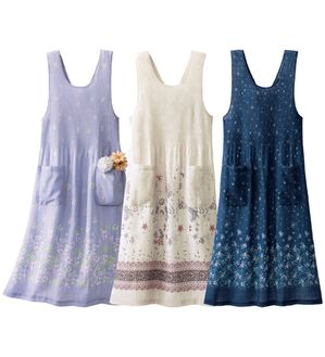 「【３枚組】涼やかプリーツチュニック（エプロン）」｜ラベンダー系3枚組