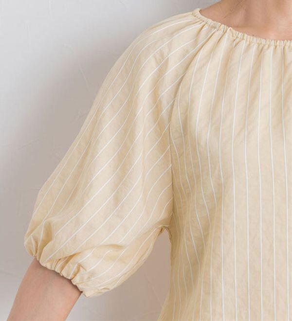 Pierrot（ピエロ）の「ストライプギャザーブラウス（ブラウス）」｜詳細画像