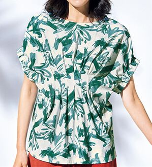 VINNO（ヴィノ）の「キシリトール加工・冷感プリントトップス（カットソー）」｜リーフ