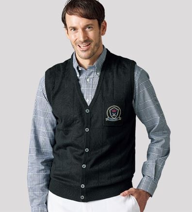 「選べる刺しゅうポケット付ベスト（メンズニット・セーター）」
