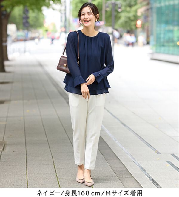 Viola e Viola（ヴィオラ エ ヴィオラ）の「裾フレア裏地付きシフォンブラウス（ブラウス）」｜詳細画像