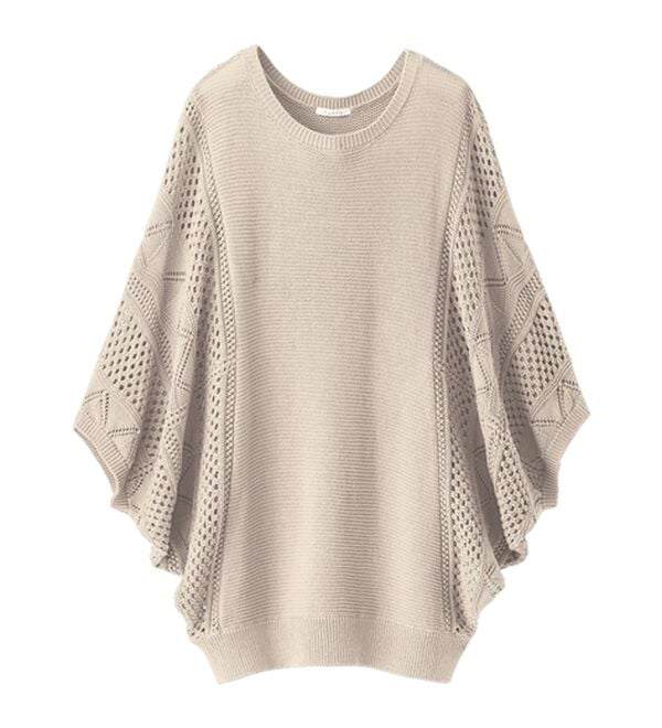 BELLUNA（ベルーナ）の「透かし編ドルマンニットプルオーバー（ニット・セーター）」｜詳細画像