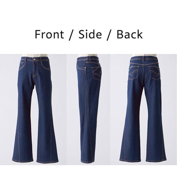 BELLUNA（ベルーナ）の「細見せ！セミフレアーデニムパンツ（フルレングスパンツ）」｜詳細画像