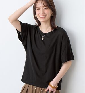 Viola e Viola（ヴィオラ エ ヴィオラ）の「ほんのり透け感綿混セミシアートップス（カットソー）」｜ブラック