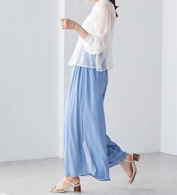 RANAN（ラナン）の「ひんやり！サイドスリットシフォンパンツ（フルレングスパンツ）」｜詳細画像
