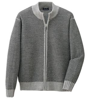 「お洒落編地柄ニットジャケット（メンズブルゾン）」｜グレー
