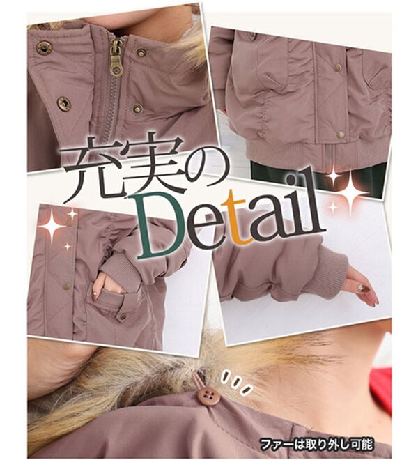 A HAPPY MARILYN（アハッピーマリリン）の「【Ｌ～６Ｌ】リブ使い　裏ボア　長袖　モッズコート（ロングコート）」｜詳細画像