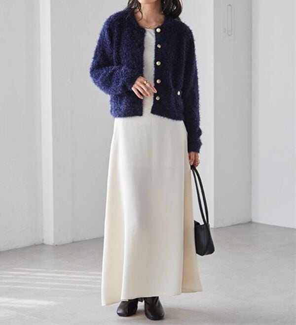 RANAN（ラナン）の「ゴールド調ボタンラメシャギーカーディガン（ニットカーディガン）」｜詳細画像