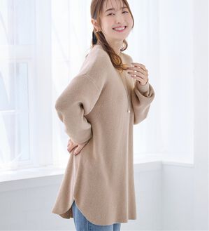 alotta（アロッタ）の「ふんわり裾ラウンドゆるニットチュニック（チュニック）」｜グレージュ