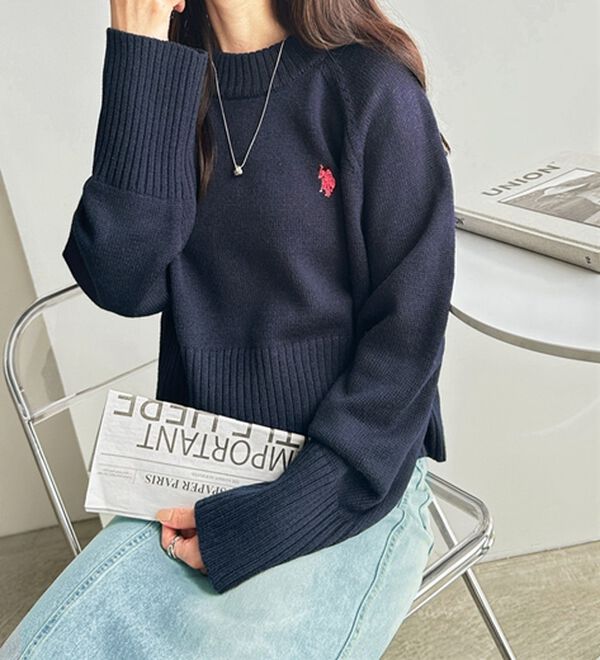 GeeRA（ジーラ）の「【ＵＳ．ＰＯＬＯ　ＡＳＳＮ】ショート丈ニット（ニット・セーター）」｜詳細画像