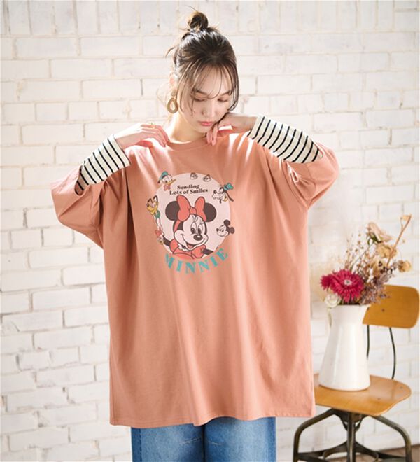 BELLUNA（ベルーナ）の「＜Ｄｉｓｎｅｙ＞【ミニー】ビッグ7分袖プリントTシャツ（Tシャツ）」｜詳細画像