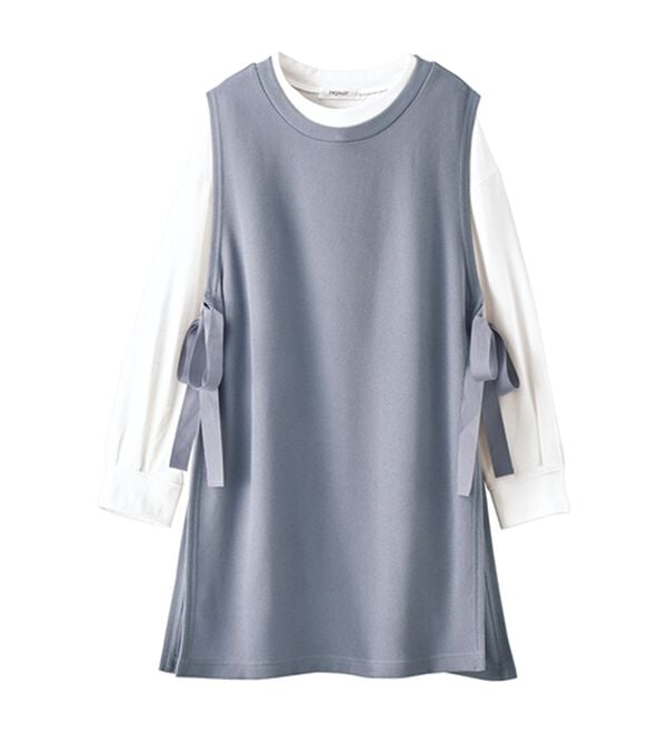 BELLUNA（ベルーナ）の「あぜ素材サイドリボンベストアンサンブル（アンサンブル）」｜詳細画像