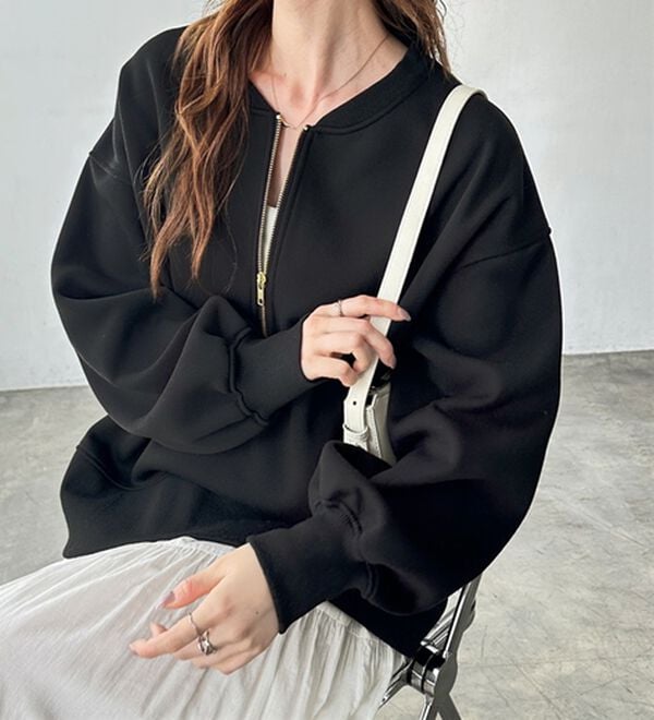 ラク×きれい】ハーフジップ裏起毛スウェット - ベルーナ【公式】