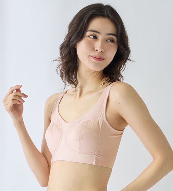 LAVIENNE（ラヴィエンヌ）の「グラマーさんのグッと細見えノンワイヤーブラ（ブラジャー）」｜グレイッシュピンク