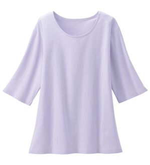 LAVIENNE（ラヴィエンヌ）の「綿１００％汗ジミ対策　ビッグ袖Ｔシャツ（Tシャツ）」｜ライラック