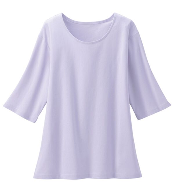 LAVIENNE（ラヴィエンヌ）の「綿１００％汗ジミ対策　ビッグ袖Ｔシャツ（Tシャツ）」｜ライラック