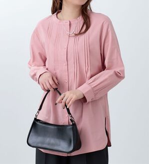 BELLUNA（ベルーナ）の「綿レーヨン素材ピンタックシャツチュニック（チュニック）」｜ピンク