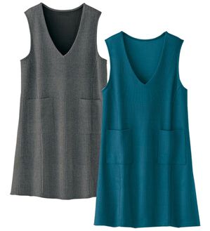 BELLUNA（ベルーナ）の「【２枚組】ジャカード素材切替デザインジャンパースカート（ジャンパースカート）」｜2枚組