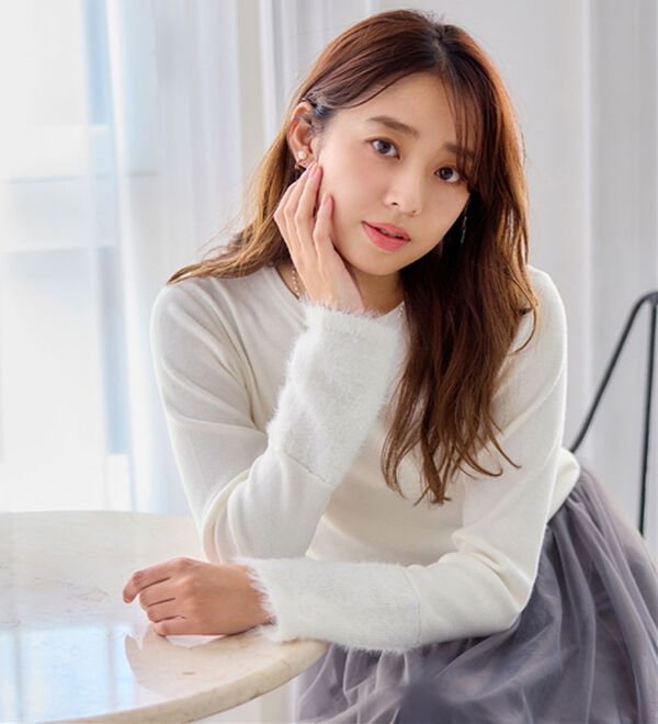 もっちり滑らか】袖口フェザー切替ニットプルオーバー - ベルーナ【公式】 