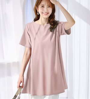 alotta（アロッタ）の「【接触冷感】さらっと快適！高見えフレアーロングチュニックＴシャツ（チュニック）」｜ピンク