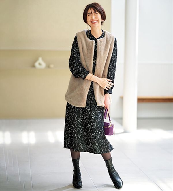 BELLUNA（ベルーナ）の「花柄プリント楊柳素材ワンピース（プリントワンピース）」｜詳細画像