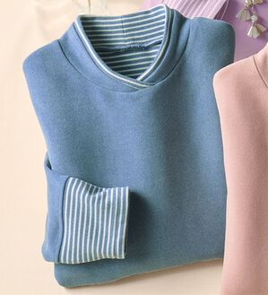 BELLUNA（ベルーナ）の「なめらかボーダー配色使いプルオーバー（カットソー）」｜ブルー