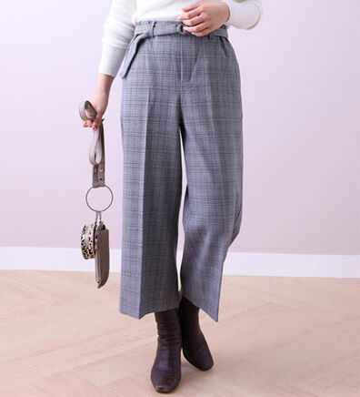 BELLUNA（ベルーナ）の「ストレッチ素材ベルト付ワイドパンツ（ワイドパンツ・ガウチョ）」