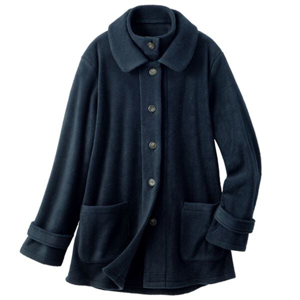 ルフラン（ルフラン）の「柔らかボアの２重衿あったかコート＜コロン＞（ハーフコート）」｜ネイビー