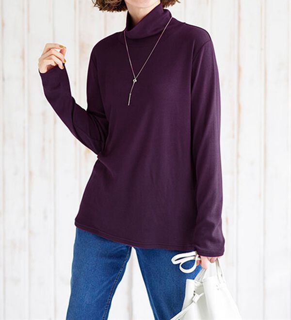 BELLUNA（ベルーナ）の「うっとりなめらか素材ハイネックプルオーバー（カットソー）」｜詳細画像