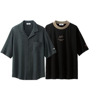 「＜フィラ＞シアサッカーシャツアンサンブル（メンズシャツ）」｜チャコール