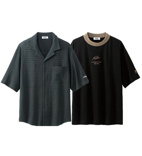 「＜フィラ＞シアサッカーシャツアンサンブル（メンズシャツ）」｜チャコール