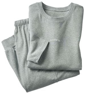 「肌に優しい綿１００％なめらかスムースパジャマ（メンズルームウェア）」｜ミドルグレー