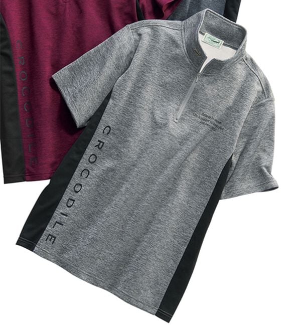 「＜クロコダイル＞杢調ドライメッシュポロシャツ（メンズポロシャツ）」｜杢グレー