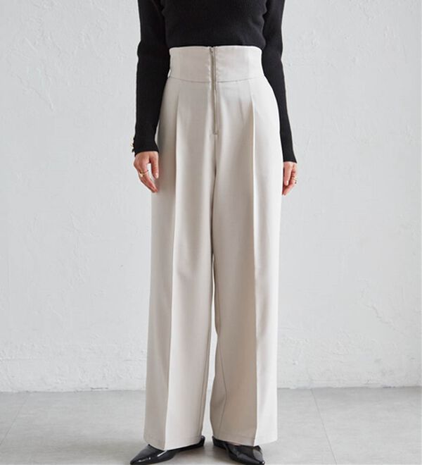 RANAN（ラナン）の「ハイウエストジップワイドパンツ（ワイドパンツ・ガウチョ）」｜詳細画像