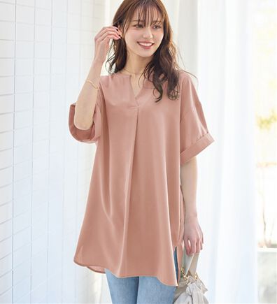 alotta（アロッタ）の「スキッパーとろみブラウスチュニック（ブラウス）」