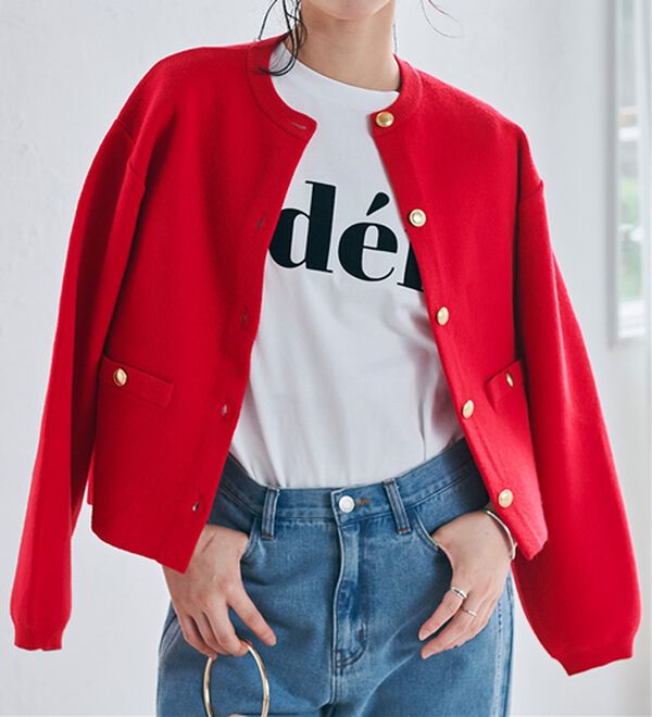 RANAN（ラナン）の「【4つの機能付き】洗える！ゴールド調ボタンニットカーディガン（ニットカーディガン）」｜詳細画像