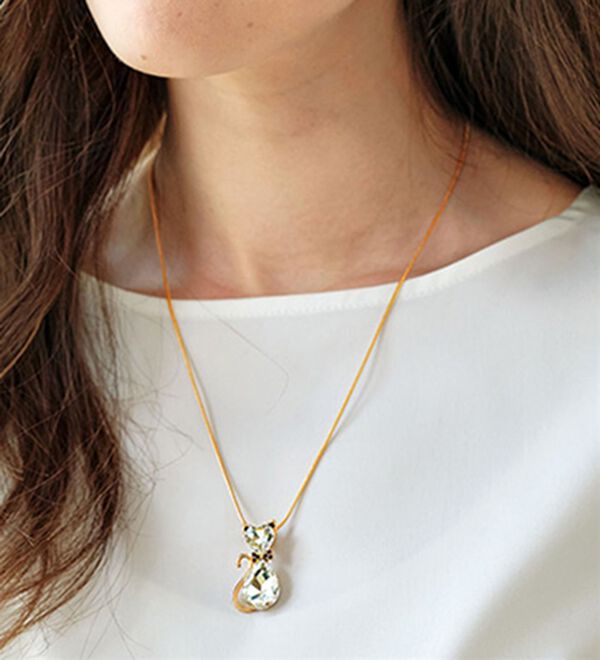 BELLUNA（ベルーナ）の「きらきら猫モチーフペンダント（ネックレス・ペンダント）」｜詳細画像