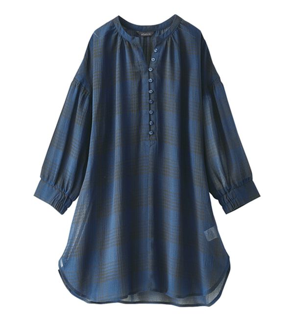 BELLUNA（ベルーナ）の「シャリ感シアー素材多ボタンチュニック（チュニック）」｜詳細画像