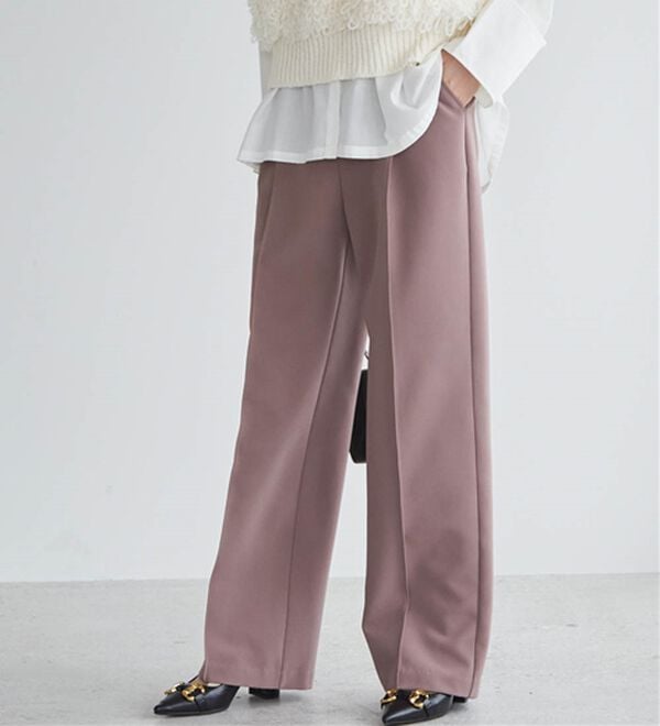 RANAN（ラナン）の「裏起毛美脚シルエットピンタックワイドパンツ（フルレングスパンツ）」｜詳細画像