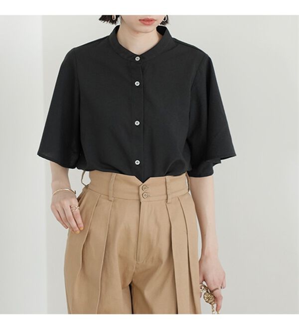 GeeRA（ジーラ）の「フレアー袖バンドカラーブラウス（ブラウス）」｜詳細画像