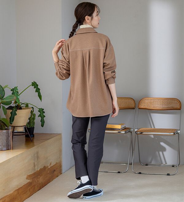 BELLUNA（ベルーナ）の「【選べる裏起毛】静電気防止！ヘリンボーンブーツカットパンツ（フルレングスパンツ）」｜詳細画像