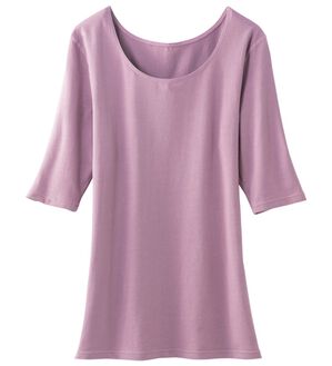 LAVIENNE（ラヴィエンヌ）の「スーッと猫背をケアするインナー５分袖（肌着・インナーウェア）」｜グレイッシュローズ